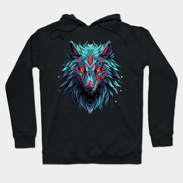 Sythwave Wolf Head Hoodie by DanielLiamGill